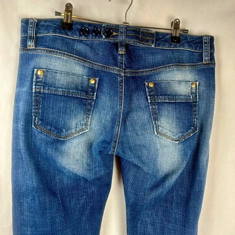 Love Moschino Skinny‎ Jeans Women 30 Blue Adjustable Waist Distressed Stretch